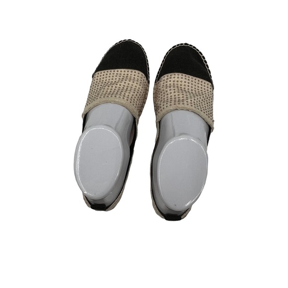 Rebecca Minkoff Tan Black Espadrille Studded Cap Toe Flats Size 7 1/2 Women’s - Picture 6 of 10